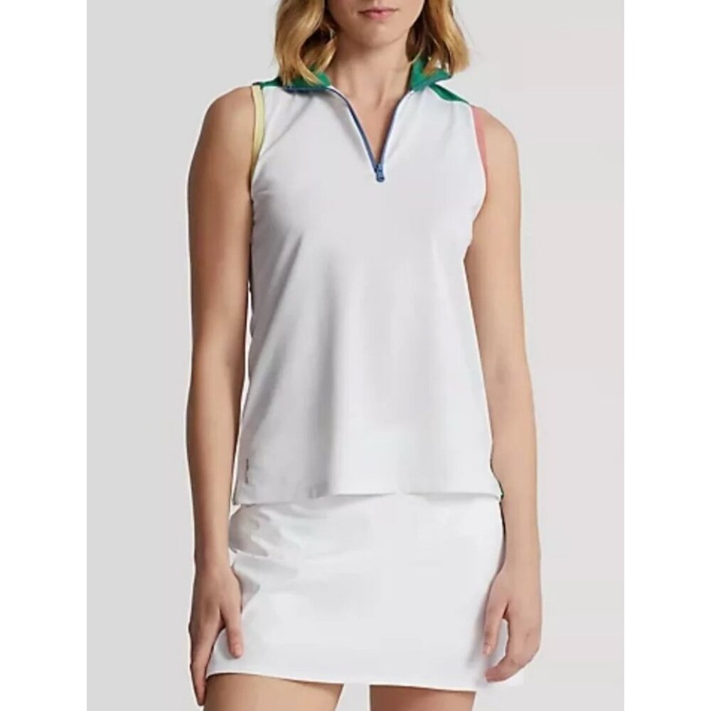 RALPH LAUREN RLX Sleeveless Quarter-Zip Mesh Pique Golf Top Sz M 1/4 Zip Tennis